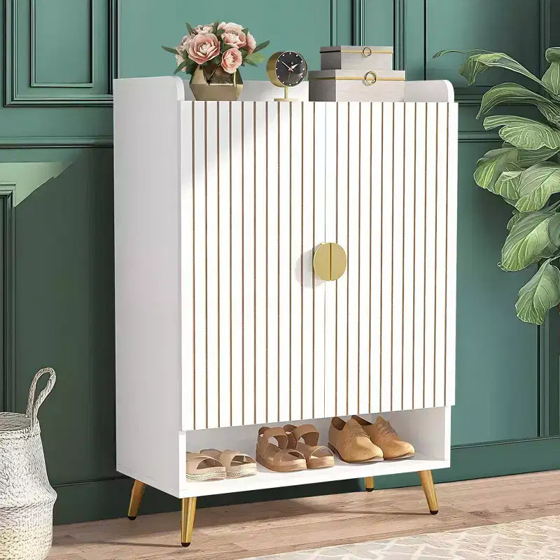 TUYOHW Armoire à Chaussures 7 Niveaux, Organisateur de Rangement de Chaussures Grande Capacité avec Étagères Réglables et Portes, Meuble d'entrée Autonome pour Plus de 20 Paires, Blanc