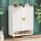 TUYOHW Armoire à Chaussures 7 Niveaux, Organisateur de Rangement de Chaussures Grande Capacité avec Étagères Réglables et Portes, Meuble d'entrée Autonome pour Plus de 20 Paires, Blanc