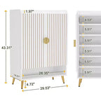 TUYOHW Armoire à Chaussures 7 Niveaux, Organisateur de Rangement de Chaussures Grande Capacité avec Étagères Réglables et Portes, Meuble d'entrée Autonome pour Plus de 20 Paires, Blanc