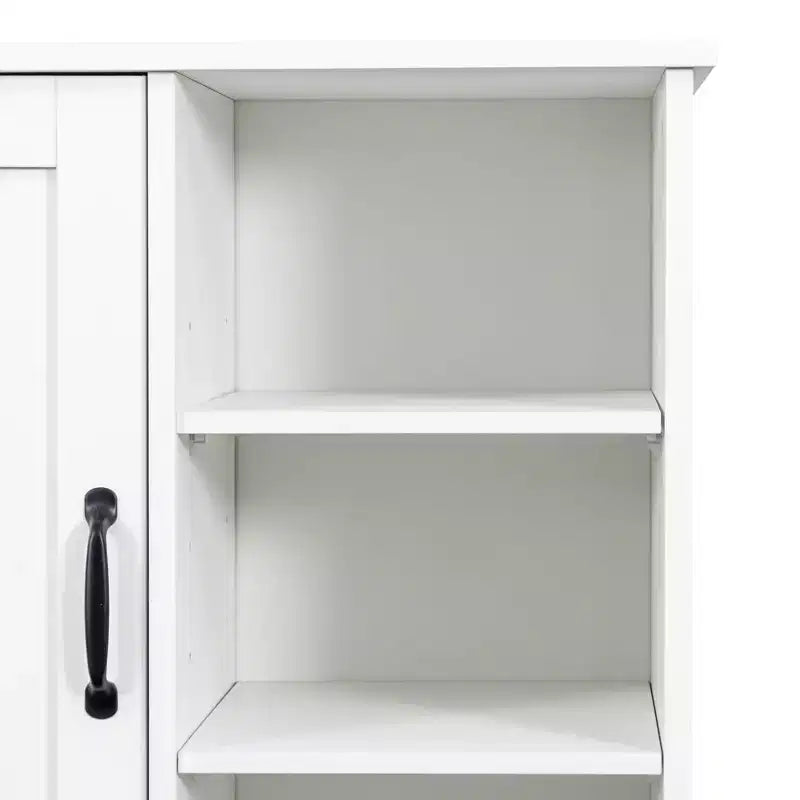 VIYET 63 Meuble de Buanderie Autoportant Blanc - Panneaux de Particules+MDF, Panier à Linge Rabattable, Étagères Réglables & Multiples Rangement
