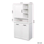 VIYET 63 Meuble de Buanderie Autoportant Blanc - Panneaux de Particules+MDF, Panier à Linge Rabattable, Étagères Réglables & Multiples Rangement