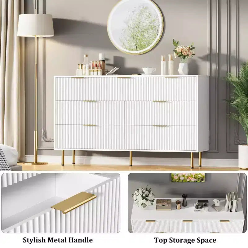 Commode en bois pour chambre à coucher, commode à tiroirs cannelée, commodes modernes en bois pour placard, organisateur de rangement de meubles de chambre à coucher