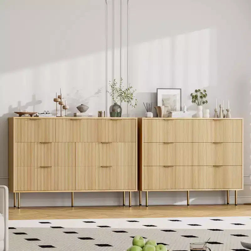 Commode en bois pour chambre à coucher, commode à tiroirs cannelée, commodes modernes en bois pour placard, organisateur de rangement de meubles de chambre à coucher