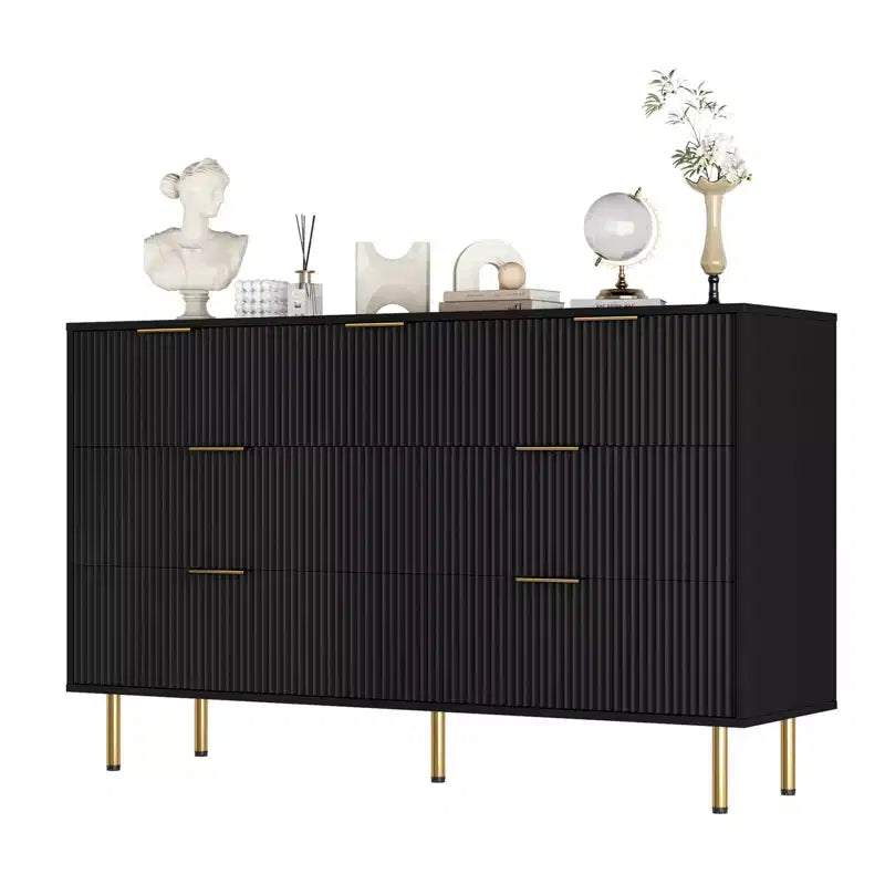 Commode en bois pour chambre à coucher, commode à tiroirs cannelée, commodes modernes en bois pour placard, organisateur de rangement de meubles de chambre à coucher