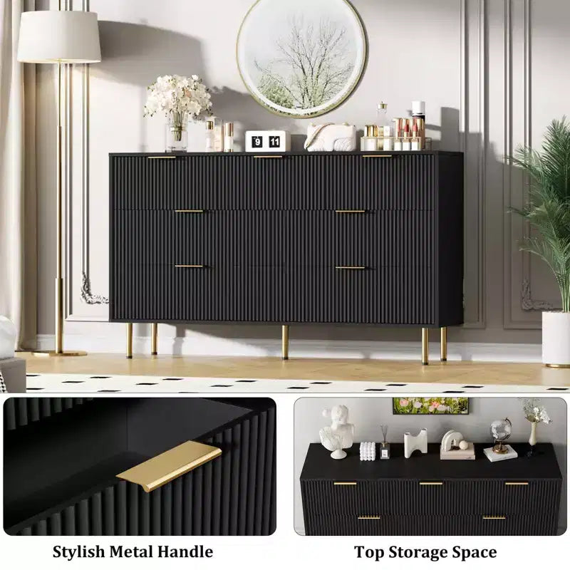 Commode en bois pour chambre à coucher, commode à tiroirs cannelée, commodes modernes en bois pour placard, organisateur de rangement de meubles de chambre à coucher