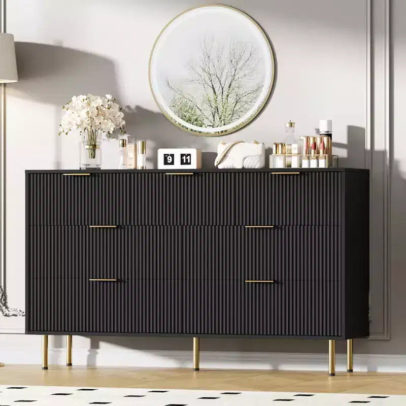 Wood Dresser for Bedroom, Fluted Dresser Chest of Drawers, Wood Modern Dressers for Closet, Bedroom Furniture Storage Organizer