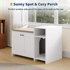 Meuble de toilette caché pour chat avec rangement, style table d'appoint moderne, maison de toilette pour chats d'intérieur en panneaux de particules blancs, contrôle des odeurs et design intime