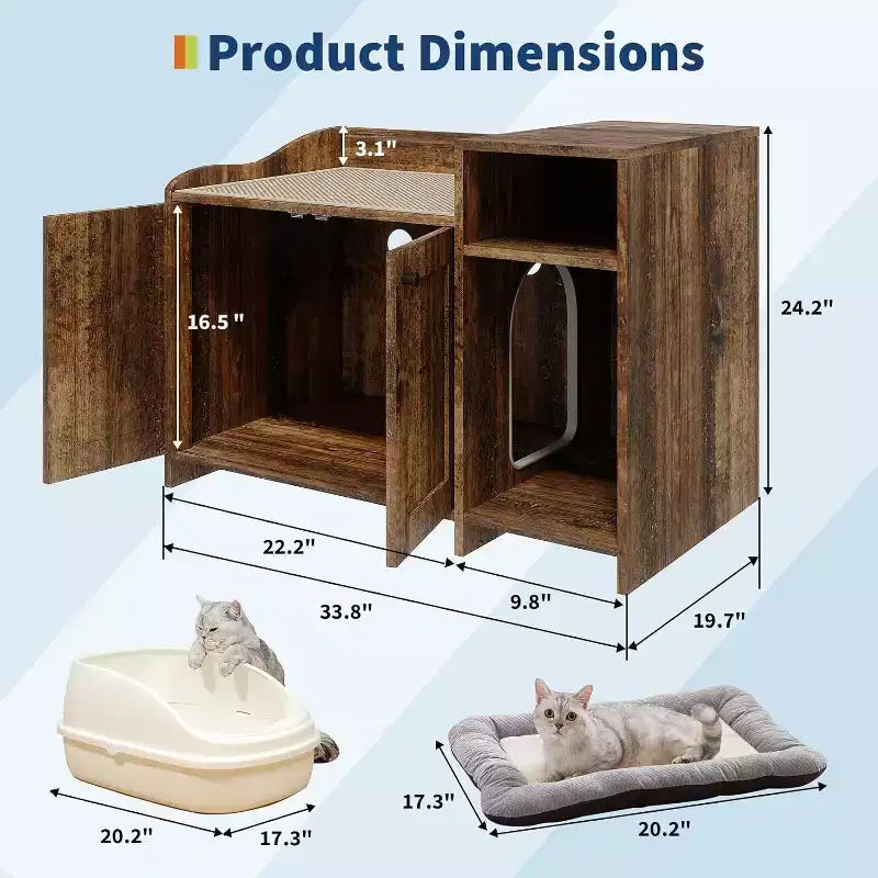 Meuble de toilette caché pour chat avec rangement, style table d'appoint moderne, maison de toilette pour chats d'intérieur en panneaux de particules blancs, contrôle des odeurs et design intime