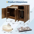 Meuble de toilette caché pour chat avec rangement, style table d'appoint moderne, maison de toilette pour chats d'intérieur en panneaux de particules blancs, contrôle des odeurs et design intime