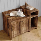 Meuble de toilette caché pour chat avec rangement, style table d'appoint moderne, maison de toilette pour chats d'intérieur en panneaux de particules blancs, contrôle des odeurs et design intime
