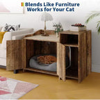 Meuble de toilette caché pour chat avec rangement, style table d'appoint moderne, maison de toilette pour chats d'intérieur en panneaux de particules blancs, contrôle des odeurs et design intime