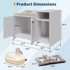 Meuble de toilette caché pour chat avec rangement, style table d'appoint moderne, maison de toilette pour chats d'intérieur en panneaux de particules blancs, contrôle des odeurs et design intime