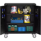 Meuble de rangement à roulettes pour outils, organisateur de rangement de garage en métal robuste avec étagère réglable et serrures, armoire à outils pour entrepôt et atelier