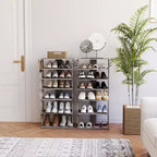 TUYOHW Étagère à chaussures verticale à 7 niveaux avec crochets, organiseur de chaussures multifonctionnel pour entrée