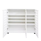 TUYOHW Armoire à chaussures en bois à 5 niveaux avec étagères réglables, range-chaussures à portes persiennes, organisateur de chaussures multi-scènes pour les espaces de vie de la maison