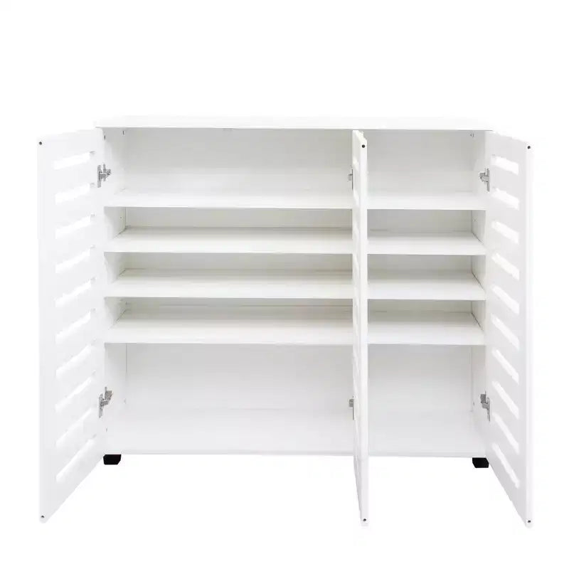 TUYOHW Armoire à chaussures en bois à 5 niveaux avec étagères réglables, range-chaussures à portes persiennes, organisateur de chaussures multi-scènes pour les espaces de vie de la maison