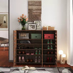 TUYOHW Armoire à chaussures en bois à 5 niveaux avec étagères réglables, range-chaussures à portes persiennes, organisateur de chaussures multi-scènes pour les espaces de vie de la maison