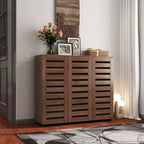 TUYOHW Armoire à chaussures en bois à 5 niveaux avec étagères réglables, range-chaussures à portes persiennes, organisateur de chaussures multi-scènes pour les espaces de vie de la maison