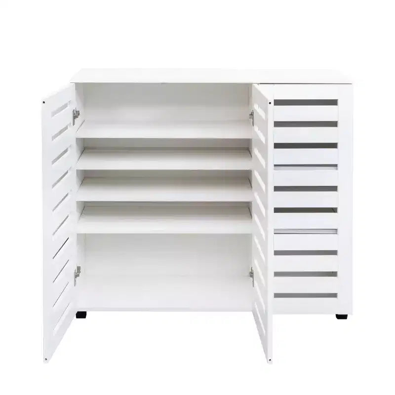 TUYOHW Armoire à chaussures en bois à 5 niveaux avec étagères réglables, range-chaussures à portes persiennes, organisateur de chaussures multi-scènes pour les espaces de vie de la maison