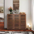 TUYOHW Armoire à chaussures en bois à 5 niveaux avec étagères réglables, range-chaussures à portes persiennes, organisateur de chaussures multi-scènes pour les espaces de vie de la maison