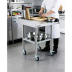 Table de préparation et de travail en acier inoxydable avec roulettes, table de cuisine commerciale en métal robuste avec étagère inférieure réglable pour restaurant