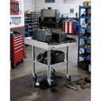Table de préparation et de travail en acier inoxydable avec roulettes, table de cuisine commerciale en métal robuste avec étagère inférieure réglable pour restaurant