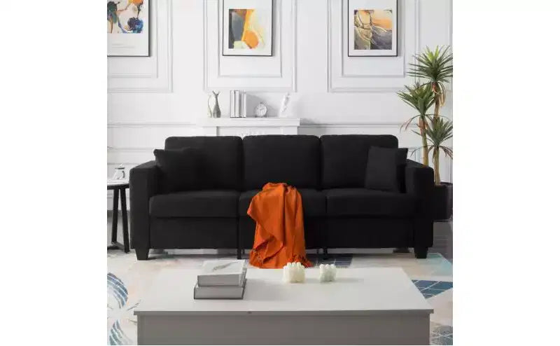 Canapé 3 places moderne Okak en velours Teddy avec coussins de dossier épais, canapé-lit rembourré pour salon, appartement