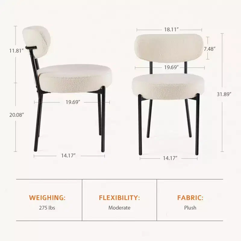 Chaises de salle à manger modernes Okak (lot de 2) avec cadre en métal, chaises de salle à manger rembourrées avec dossier, chaises de salle à manger pour salle à manger
