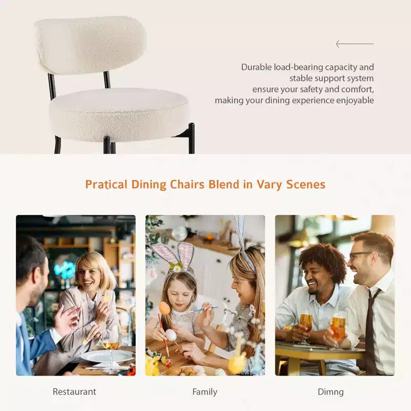 Chaises de salle à manger modernes Okak (lot de 2) avec cadre en métal, chaises de salle à manger rembourrées avec dossier, chaises de salle à manger pour salle à manger