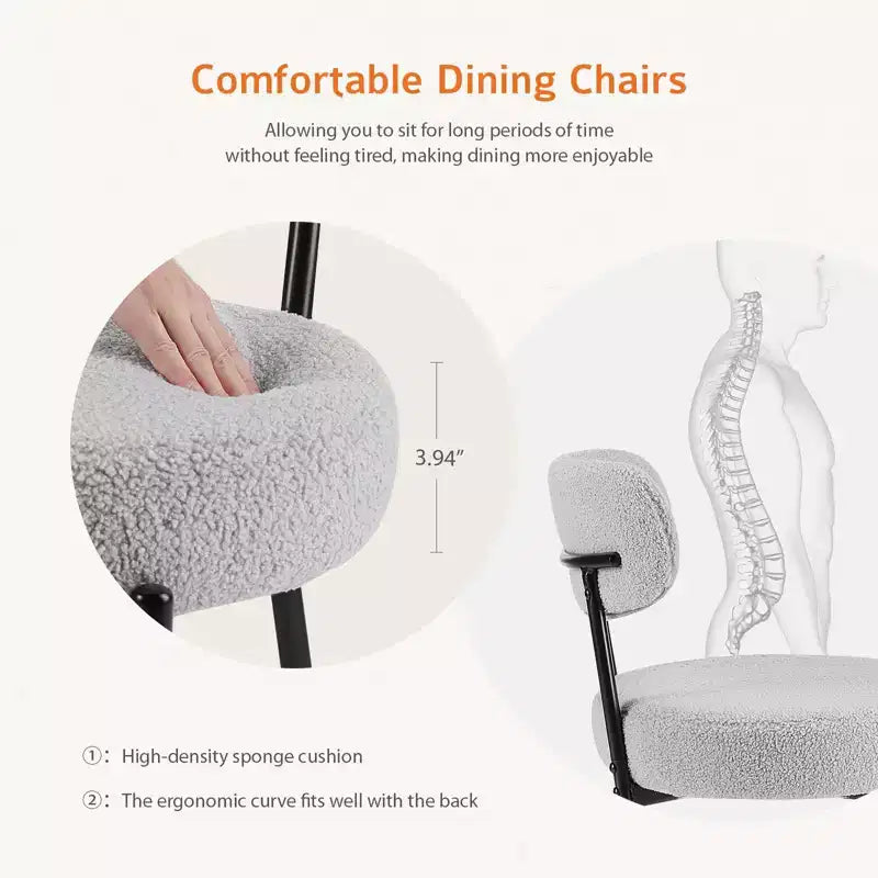 Chaises de salle à manger modernes Okak (lot de 2) avec cadre en métal, chaises de salle à manger rembourrées avec dossier, chaises de salle à manger pour salle à manger