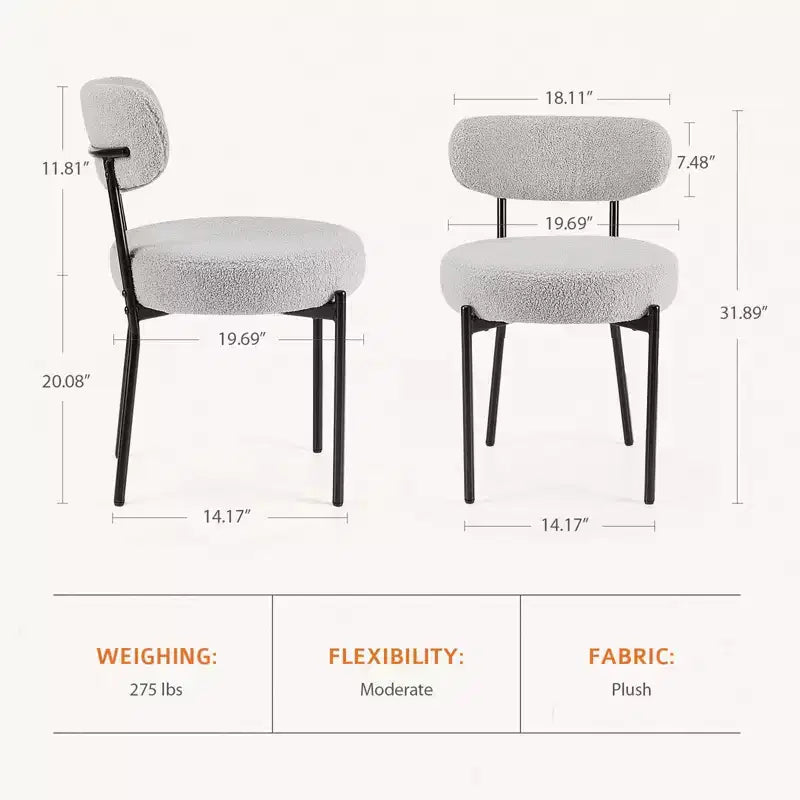 Chaises de salle à manger modernes Okak (lot de 2) avec cadre en métal, chaises de salle à manger rembourrées avec dossier, chaises de salle à manger pour salle à manger