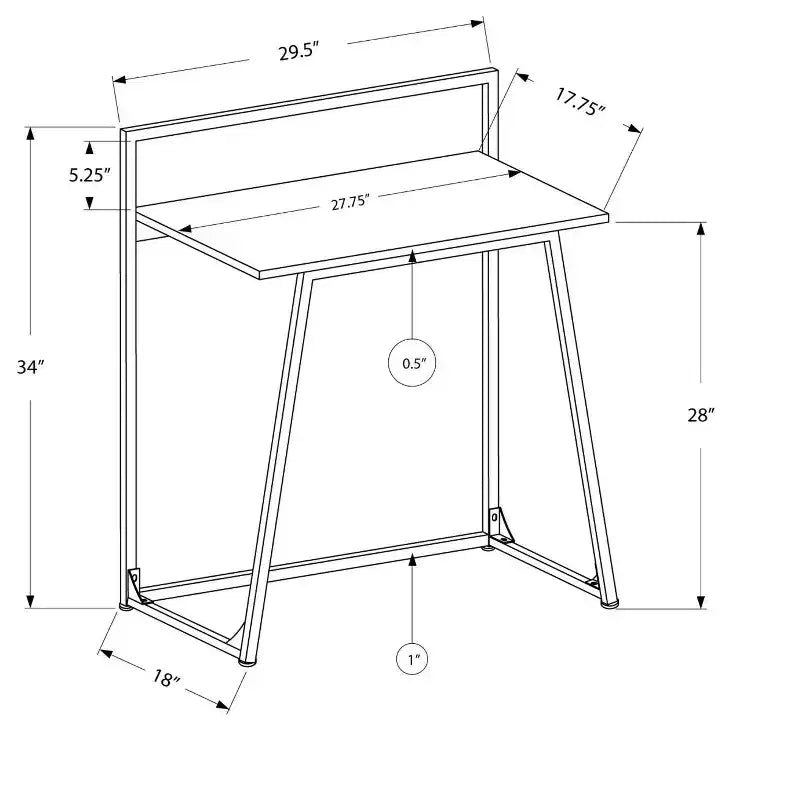 TUYOHW 30 Bureau d'ordinateur, Bureau moderne avec plateau stratifié, cadre en métal, poste de travail pour petits espaces, bureau pour ordinateur portable pour bureau à domicile, étude, chambre à coucher