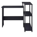 Bureau d'écriture en forme de L TUYOHW, bureau d'étude avec étagère latérale ouverte, cadre en métal, petit bureau de bureau à 3 niveaux pour le travail à domicile, la chambre à coucher