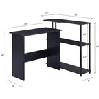 Bureau d'écriture en forme de L TUYOHW, bureau d'étude avec étagère latérale ouverte, cadre en métal, petit bureau de bureau à 3 niveaux pour le travail à domicile, la chambre à coucher