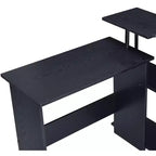 Bureau d'écriture en forme de L TUYOHW, bureau d'étude avec étagère latérale ouverte, cadre en métal, petit bureau de bureau à 3 niveaux pour le travail à domicile, la chambre à coucher