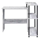 Bureau d'écriture en forme de L TUYOHW, bureau d'étude avec étagère latérale ouverte, cadre en métal, petit bureau de bureau à 3 niveaux pour le travail à domicile, la chambre à coucher