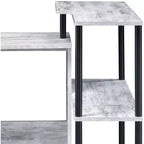 Bureau d'écriture en forme de L TUYOHW, bureau d'étude avec étagère latérale ouverte, cadre en métal, petit bureau de bureau à 3 niveaux pour le travail à domicile, la chambre à coucher