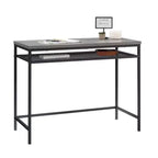 TUYOHW Modern 40 Writing Desk,Home Office Desk with Adjustable Lower Grid Shelf,Metal Frame,Wooking Desk for Home Office,Study,Small Spaces,Gray
