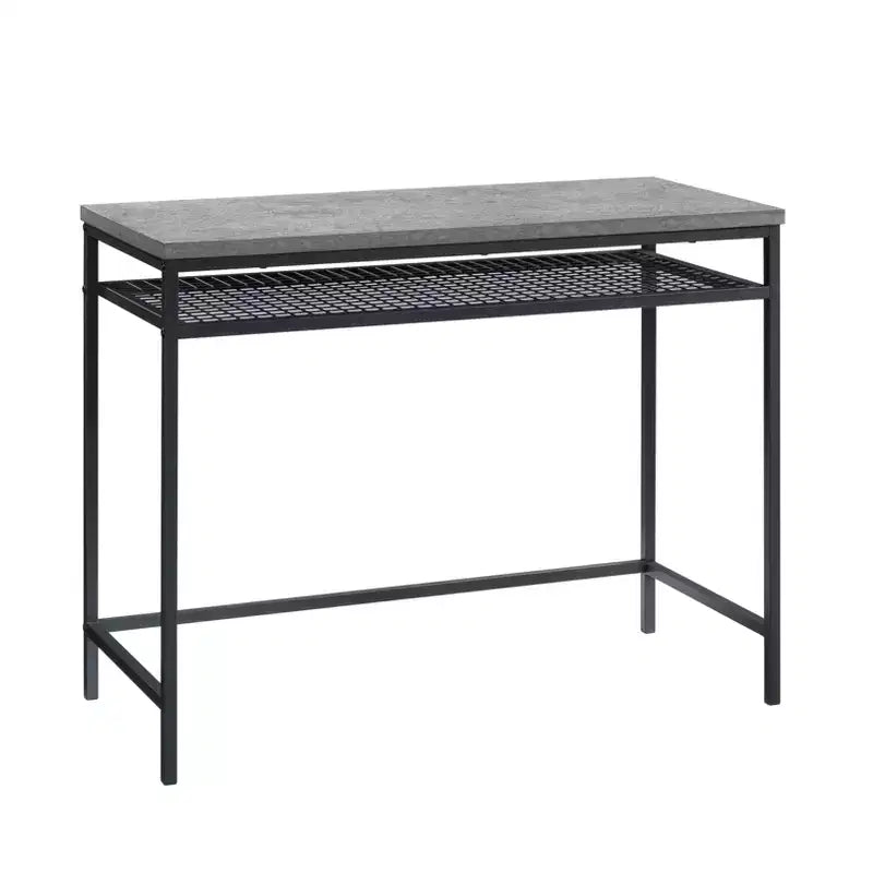 TUYOHW Bureau moderne 40 pour la maison, avec étagère inférieure réglable, cadre en métal, bureau de travail pour la maison, le bureau, les études, les petits espaces, gris