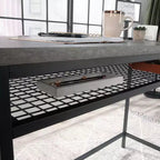 TUYOHW Bureau moderne 40 pour la maison, avec étagère inférieure réglable, cadre en métal, bureau de travail pour la maison, le bureau, les études, les petits espaces, gris