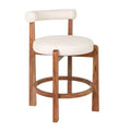 Storied Home Acacia Wood & Boucle Counter Height Bar Chair