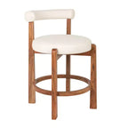Storied Home Acacia Wood & Boucle Counter Height Bar Chair