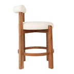 Chaise de bar hauteur comptoir en bois d'acacia et bouclette Storied Home
