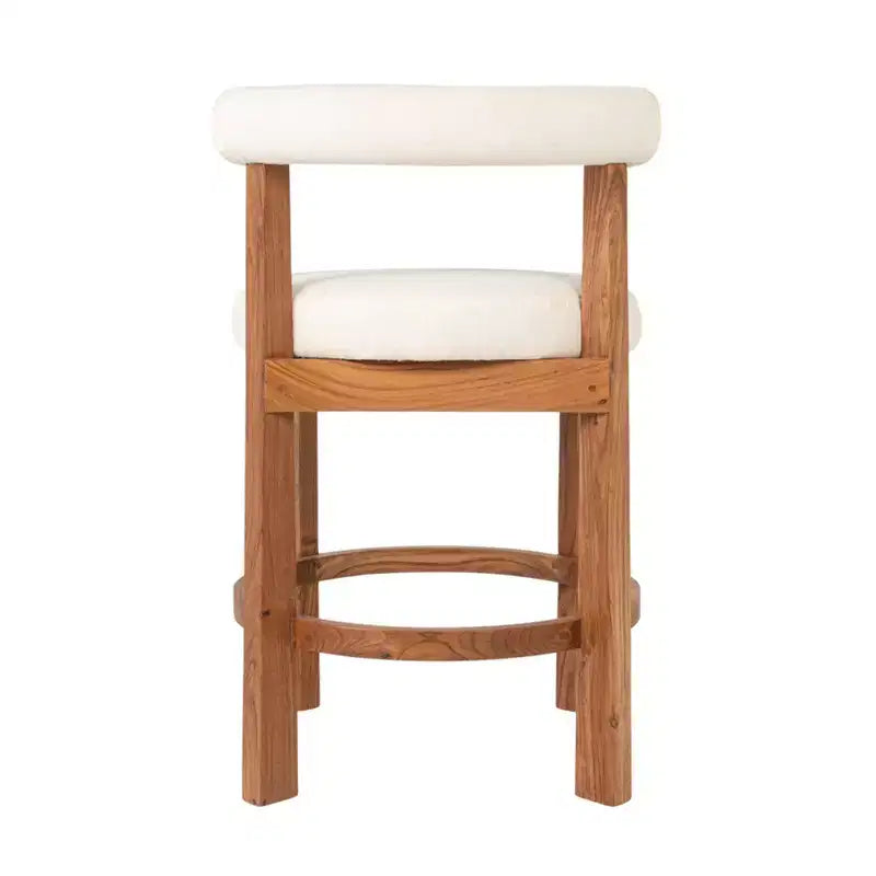 Chaise de bar hauteur comptoir en bois d'acacia et bouclette Storied Home