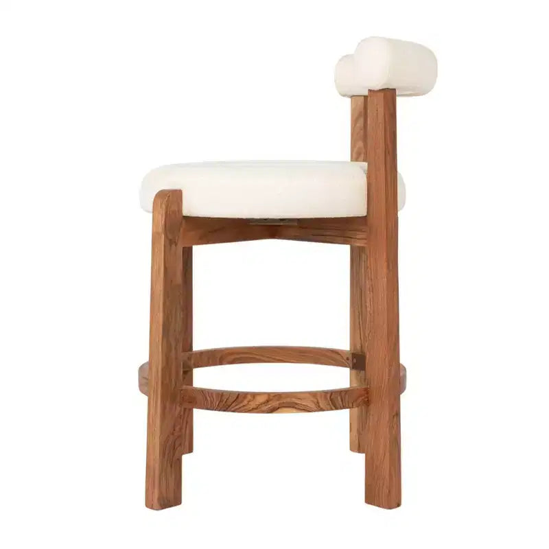 Chaise de bar hauteur comptoir en bois d'acacia et bouclette Storied Home