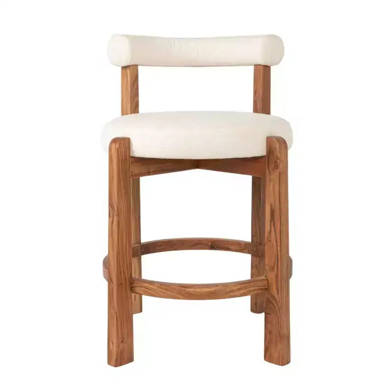 Chaise de bar hauteur comptoir en bois d'acacia et bouclette Storied Home