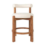 Chaise de bar hauteur comptoir en bois d'acacia et bouclette Storied Home
