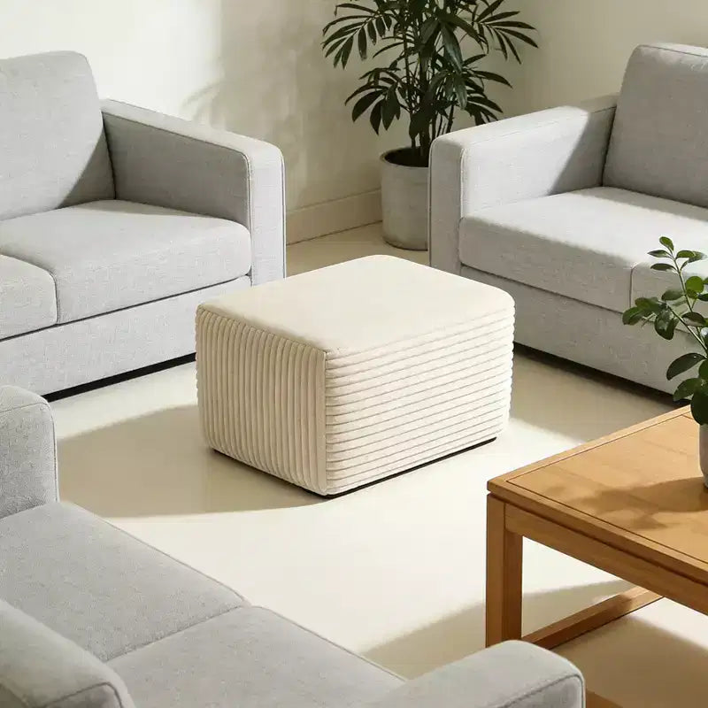 AEELLEEA Pouf en peluche, repose-pieds rembourré, pouf nuage, canapé modulaire confortable et offrant un bon maintien pour salon, beige