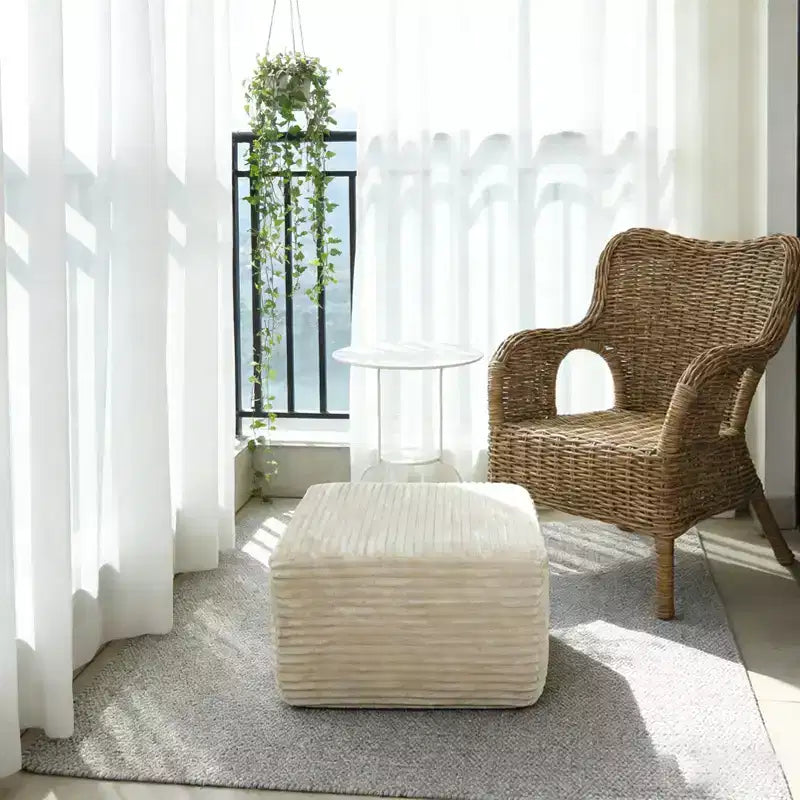 AEELLEEA Pouf en peluche, repose-pieds rembourré, pouf nuage, canapé modulaire confortable et offrant un bon maintien pour salon, beige