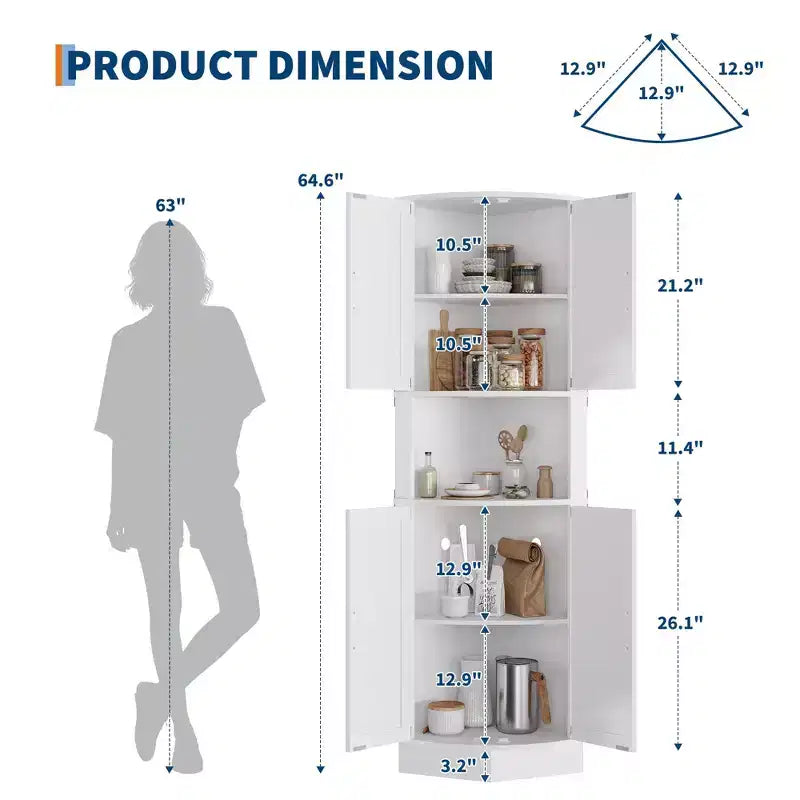 Meuble d'angle de ferme de 65 po avec éclairage DEL, meuble de rangement d'exposition autoportant avec porte de grange, 5 étagères et ports USB et prises de courant